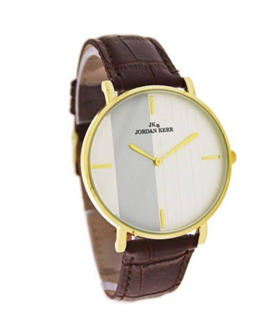 Men Klasické Japan Quartz Analog Watch JORDAN KERR RA1332/IPG/BROWN Silver color Dial 40mm