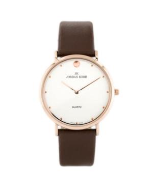 Women Fashion Japan Quartz Analog Watch JORDAN KERR B2239G/IPRG/BROWN Silver Dial 40mm