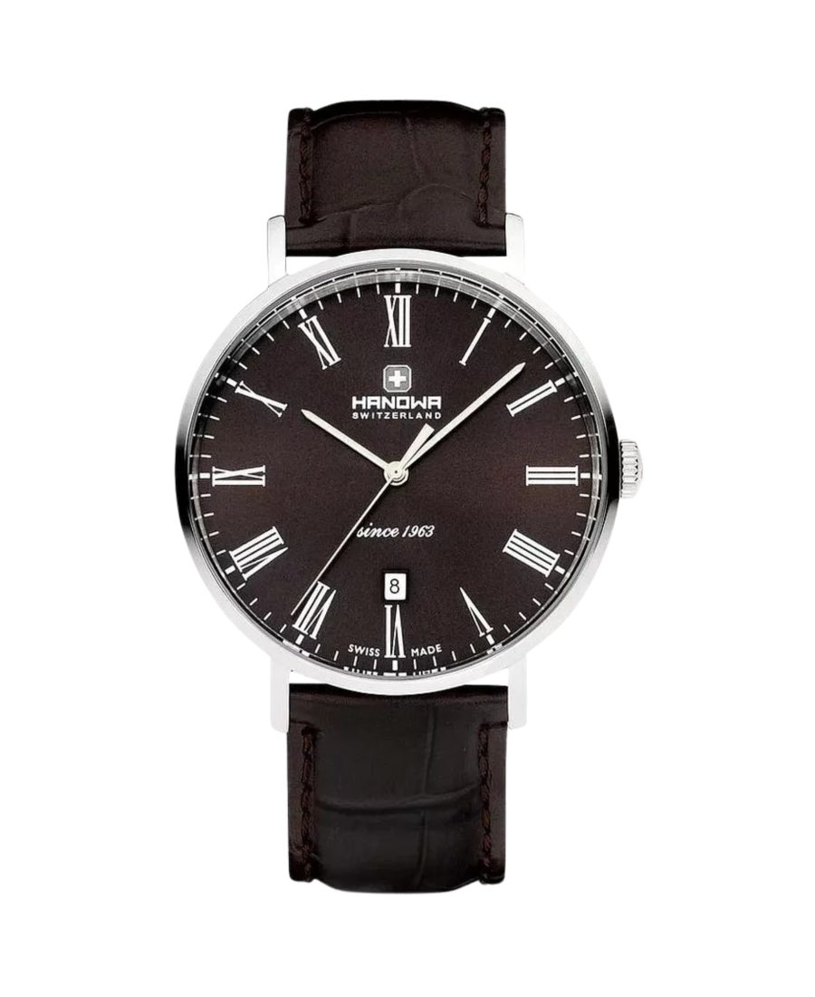Men Klassisch Quartz Watch HANOWA HAWGB0001002 Braun Dial 41mm
