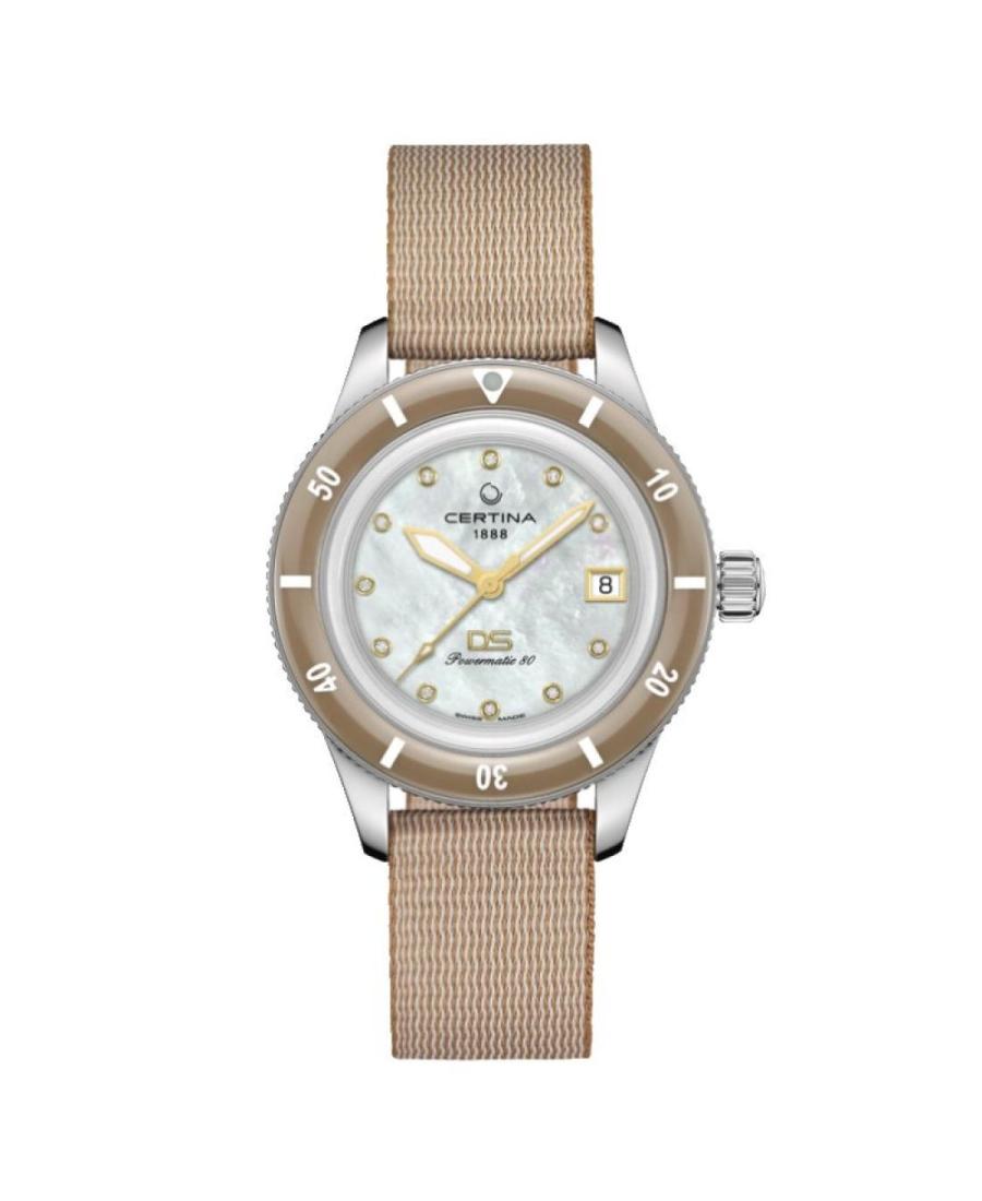 Moteriškas Klasikinis Diver Luxury Swiss Kvarcinis - elektroninis, Solar Rodyklinis Watch CERTINA C036.207.18.116.00 Perlamutrin
