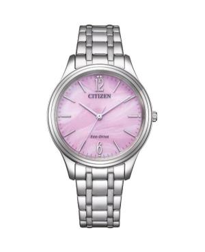 Moteriškas Klasikinis Japoniškas Elektroninis, Solar Rodyklinis Watch CITIZEN EM0411-71X Rožinis Dial 34mm