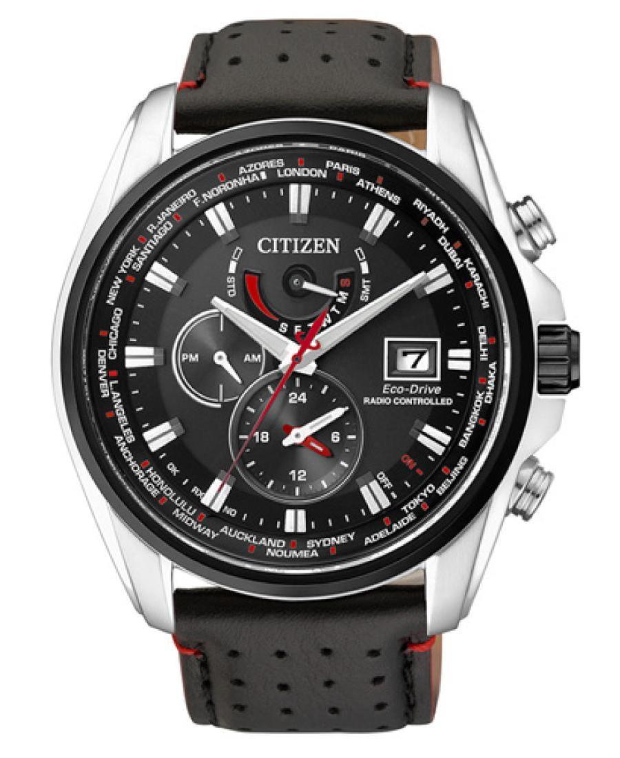 Mężczyźni sportowy Funkcjonalny Japonia bateria słoneczna analogowe Zegarek Chronograf CITIZEN AT9036-08E Czarny Wybierz 44mm