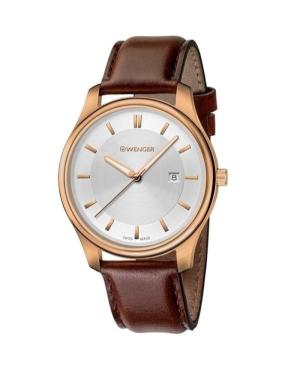 Men Klasické Swiss Quartz Analog Watch WENGER 01.1441.107 Silver Dial 43mm