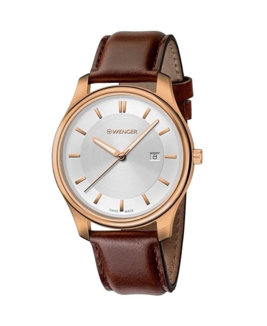 Vyriškas Klasikinis Swiss Kvarcinis Rodyklinis Watch WENGER 01.1441.107 Sidabras Dial 43mm