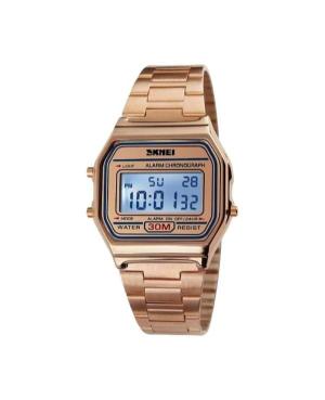 Men Functional Quartz Digital Watch Alarm SKMEI 1123 RG Golden Dial 33mm