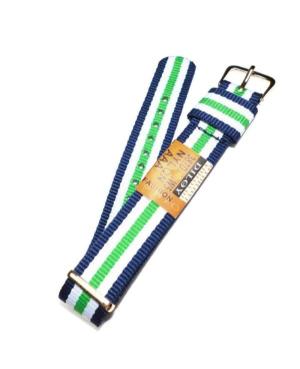 Watch Strap Diloy 387D.22.W5 Textile Green Balta Žalia Tekstilė Mėlyna 22 mm