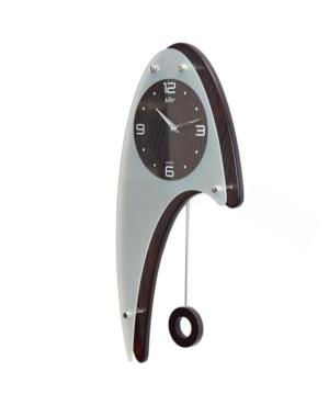 ADLER 20243W Quartz Wall Clock Wood Glass Walnut image 1
