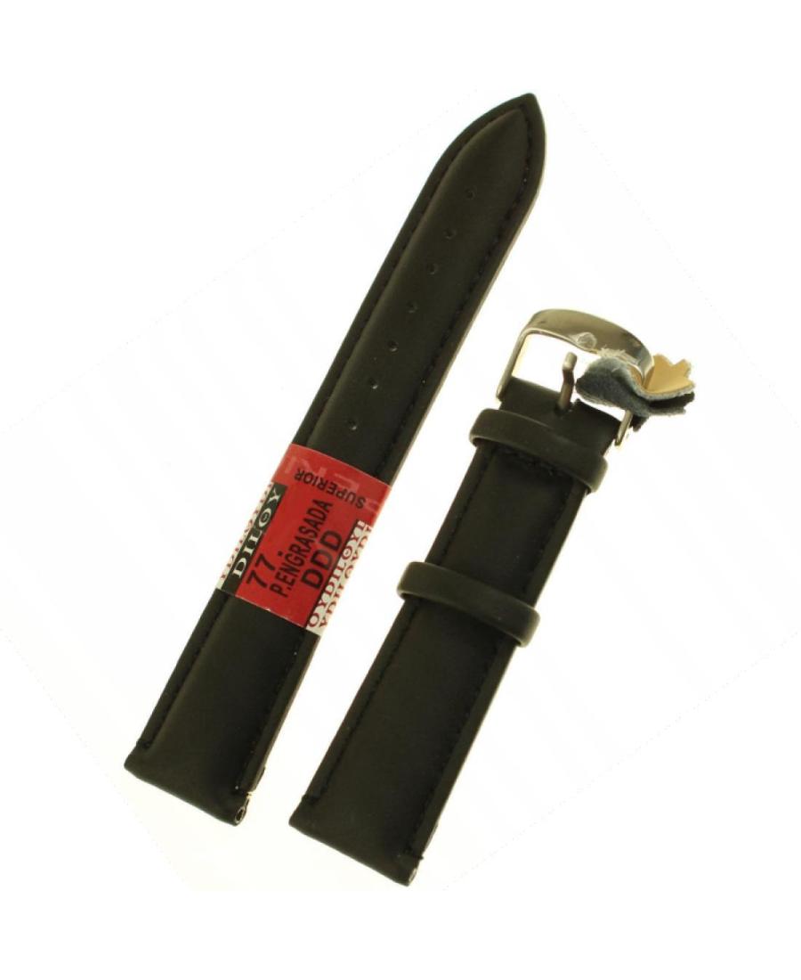 Watch Strap Diloy 77.01.22 Black Schwarz 22 mm