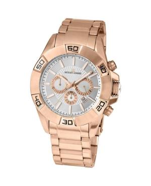 Men Fashion Quartz Analog Watch JACQUES LEMANS 1-1808I Silver Dial 49mm