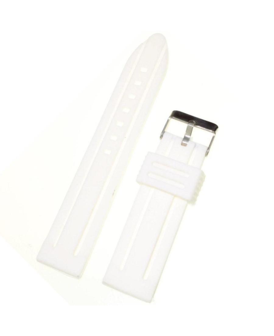 Watch Strap Diloy S253.22.24 Silicone Silikon Biały 24 mm