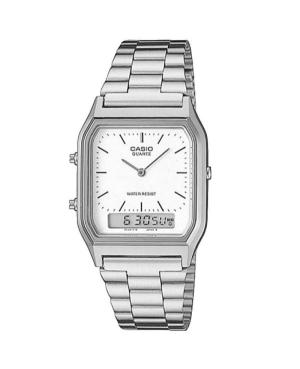 Men Classic Japan Quartz Digital Watch Alarm CASIO AQ-230A-7DMQYES White Dial 28mm