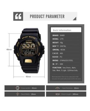 Women Sports Functional Quartz Digital Watch Alarm SKMEI 1775GN Silver color Dial image 4