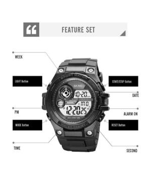 Мужские Спортивные Многофункциональные Кварцевые Цифровой Часы Timer SKMEI 1759AG Серебряный цвет Циферблат 55mm изображение 1