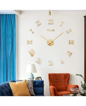 JULMAN Large Wall Clock - Hands T4225G Metal Plastic Geltonas Metalinis Aukso spalvos