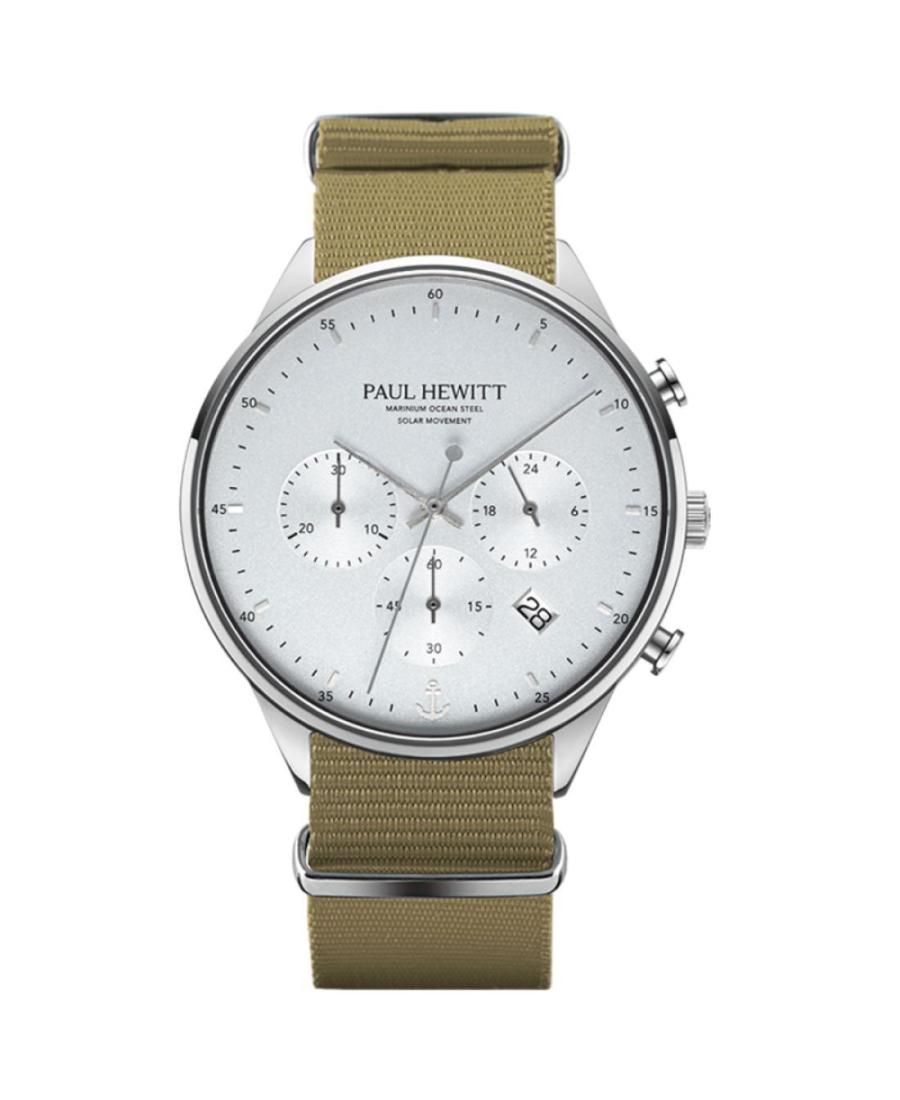 Men Klasické Eco-Drive Analog Watch Chronograph PAUL HEWITT PH-W-0491 Bílá Dial 42mm