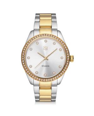 Women Fashion Quartz Analog Watch SIF JAKOBS SJ-W1044-CZ-YG2 Silver Dial 32.5mm