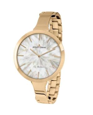 Women Classic Quartz Analog Watch JACQUES LEMANS 1-2032G Mother of Pearl Dial 44mm