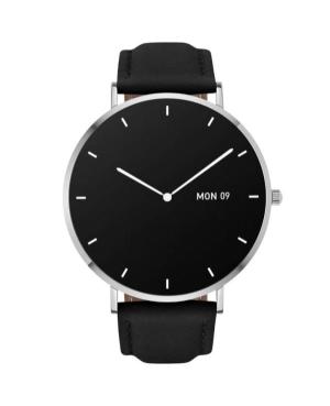 Men Fashion Sports Functional Smart watch Quartz Digital Watch GARETT Verona silver-black leather Schwarz Dial 45mm