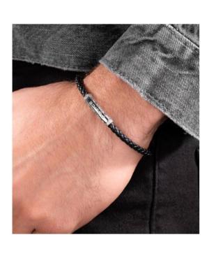 Police Warren Black Leather With Stainless Steel Wing Logo Gents Bracelet PEAGB0033601 изображение 1