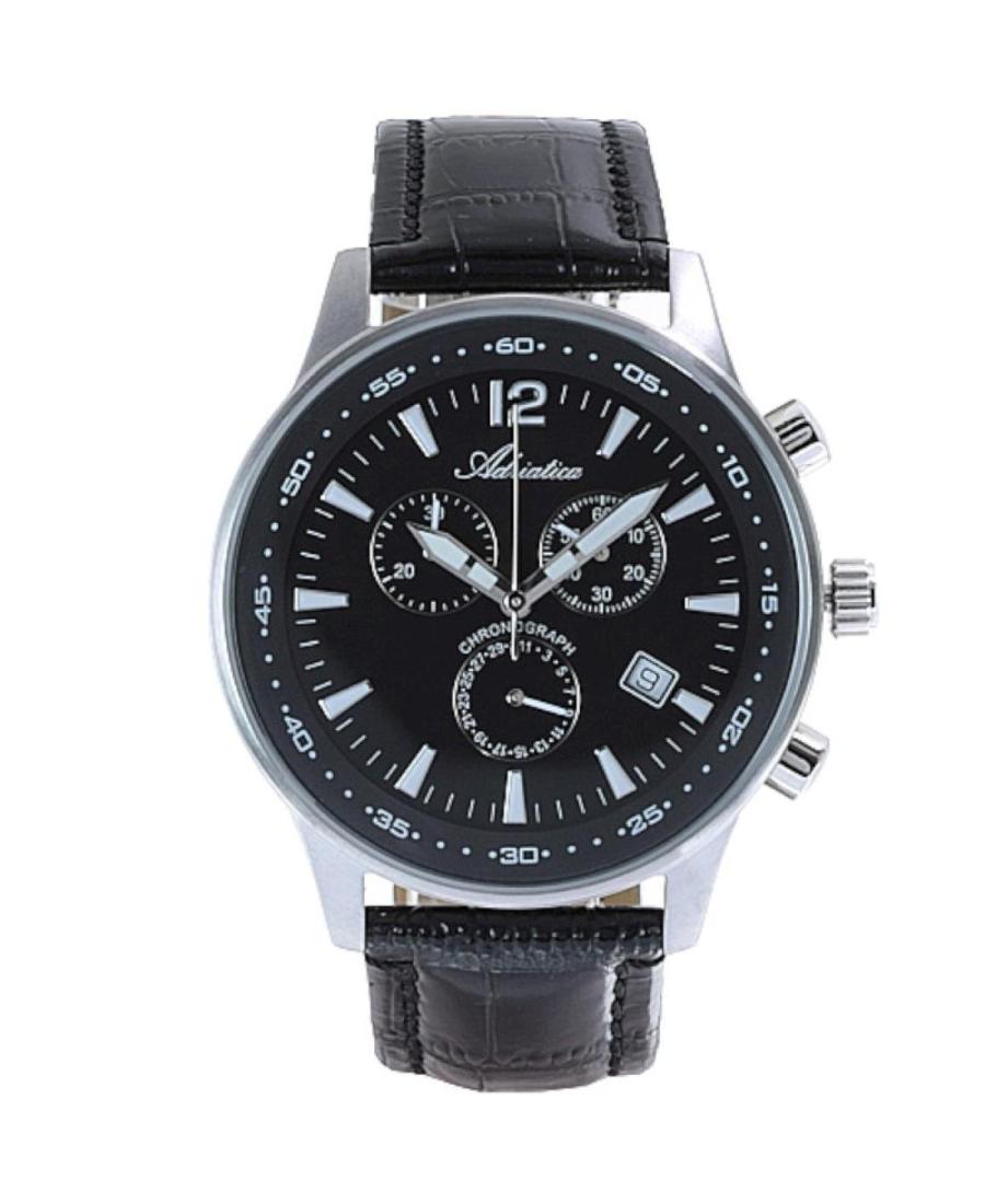 Men Classic Analog Klasické Swiss Quartz Watch Chronograph ADRIATICA Černá Dial 40mm A19712.5254CH