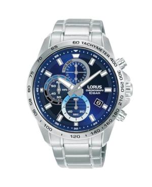 Men Klassisch Japan Quartz Analog Watch Chronograph LORUS RM353JX-9 Blau Dial 43mm