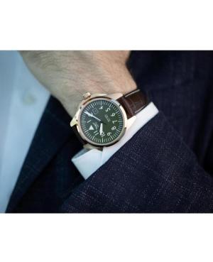 Men Klasické Swiss Quartz Analog Watch AVIATOR V.1.38.2.319.4 Zelená Dial 42.8mm image 3