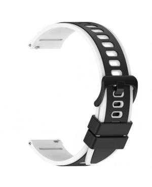 Watch Strap Diloy SBR44.58.20 White Silicone Schwarz Weiß 20 mm