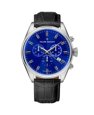 Men Klassisch Swiss Quartz Analog Watch Chronograph CLAUDE BERNARD 10254 3C BUIN Blau Dial 41mm image 1