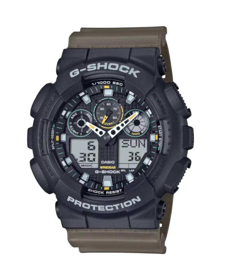 Men Sports Functional Diver Japan Quartz Analog Watch Alarm CASIO GA-100TU-1A3ER G-Shock Schwarz Dial 51mm