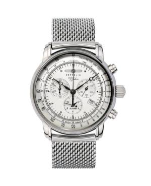 Men Klassisch Quartz Analog Watch Chronograph ZEPPELIN 7680M-1 Silver Dial 42mm