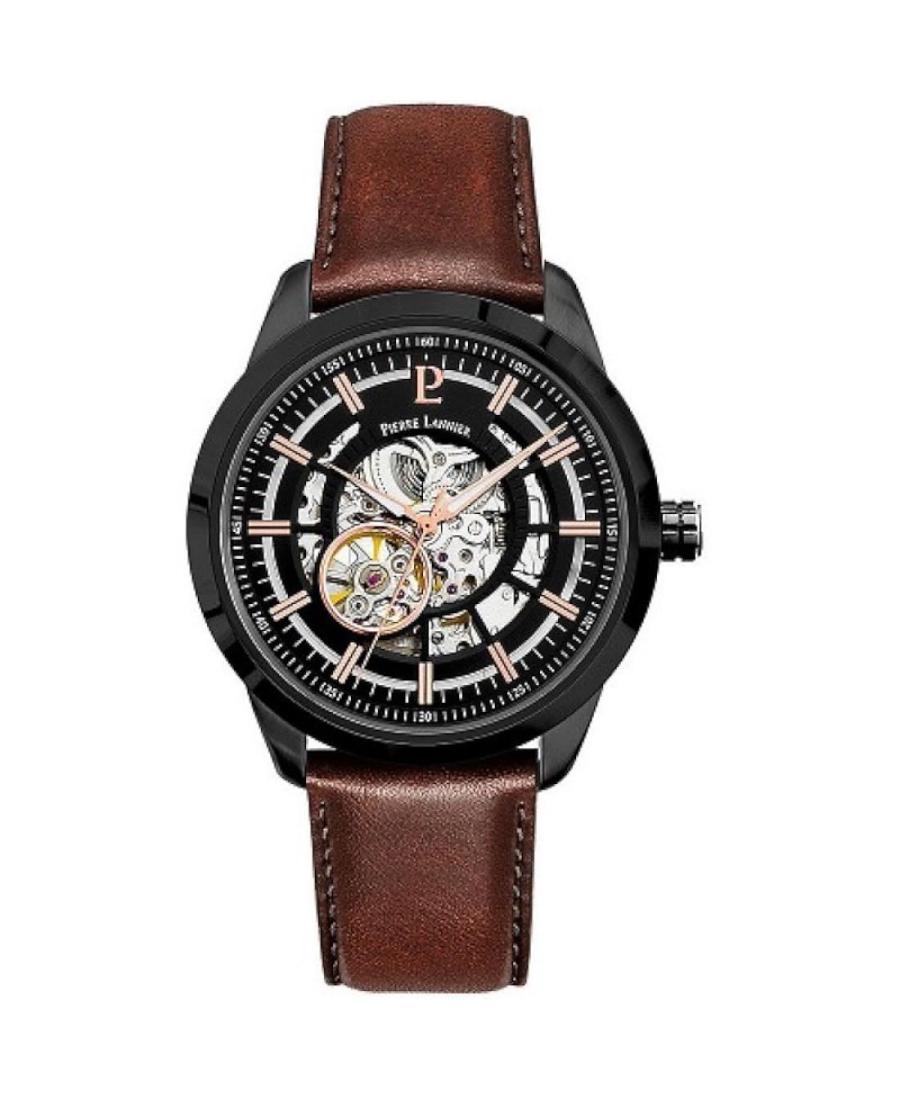 Men Fashion Klasické Automatic Analog Watch Skeleton PIERRE LANNIER 330D434 Černá Dial 44mm