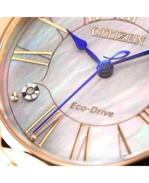 Moteriškas Klasikinis Japoniškas Elektroninis, Solar Rodyklinis Watch CITIZEN EM1063-89D Perlamutrinis Dial 30mm image 6
