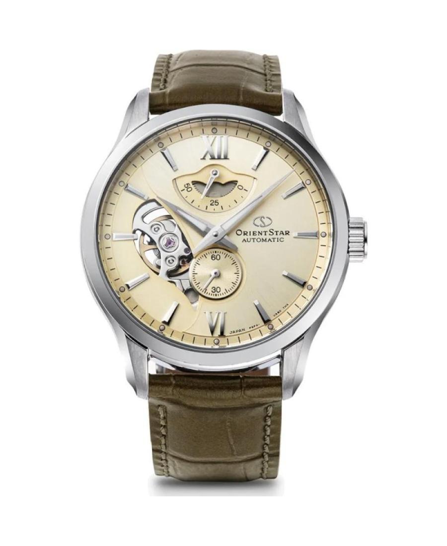 Men Klassisch Luxury Japan Automatic Analog Watch Skeleton ORIENT STAR RE-AV0B10G00B Gold color Dial 41mm