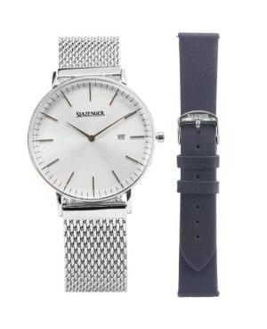 Men Klasické Quartz Analog Watch SLAZENGER SL.9.1974.1.01 Silver Dial 40mm