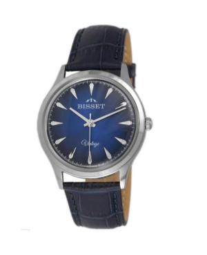 Men Klassisch Swiss Quartz Analog Watch BISSET BSCE57SIDX05BX Blau Dial 44mm