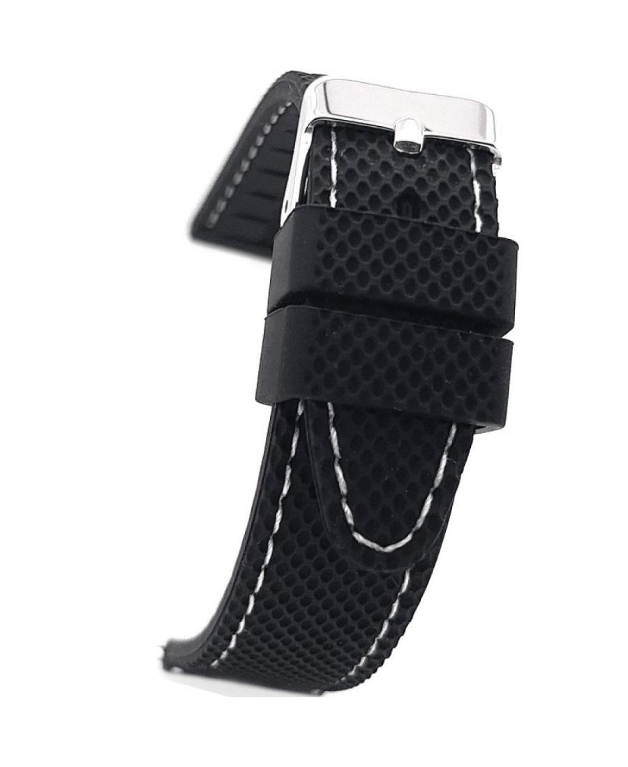 Watch Strap Diloy SBR22.58.22 Black Silicone Schwarz 22 mm