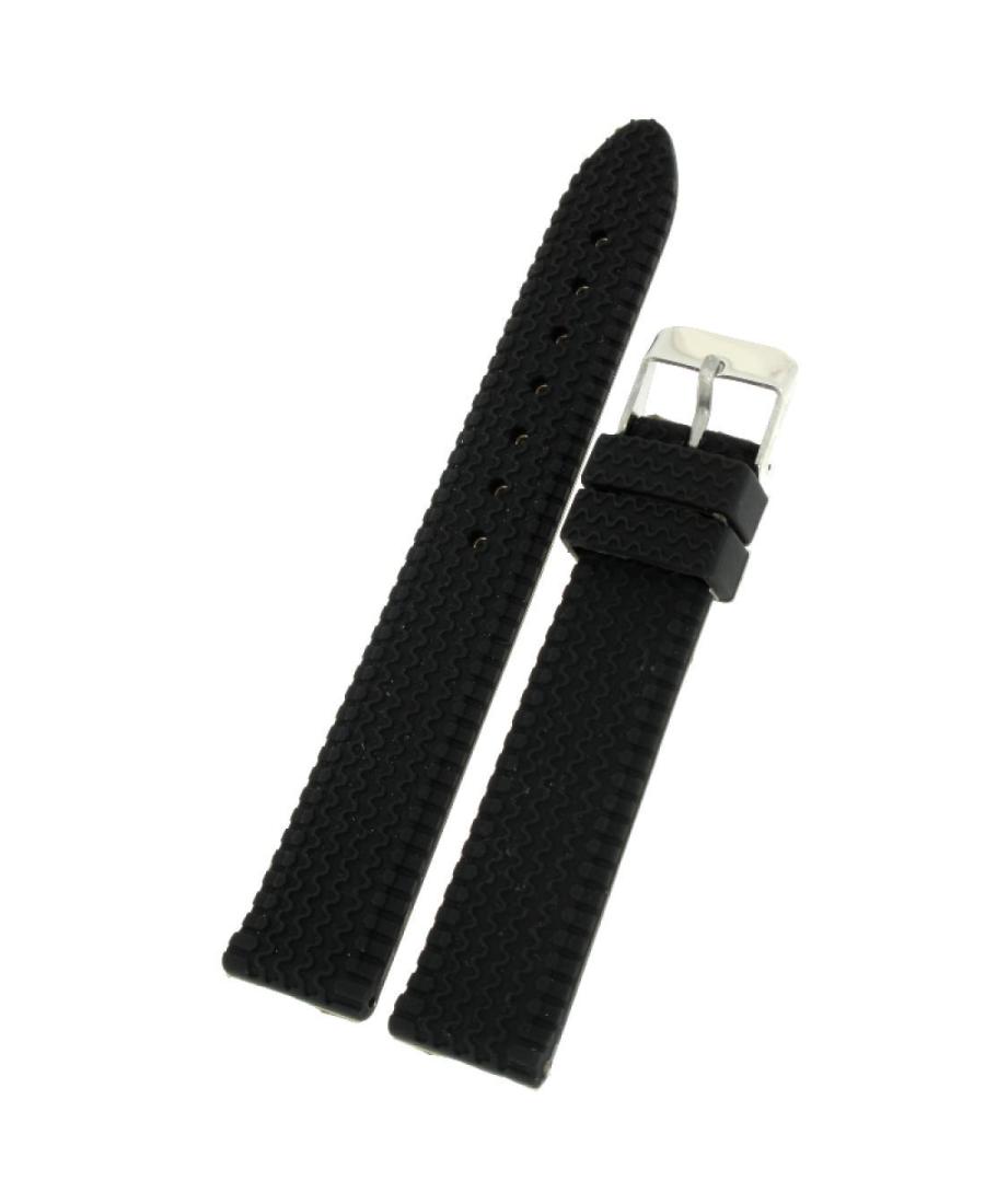 Watch Strap Diloy S222.01.18 Silicone Black Silikonas Juoda 18 mm
