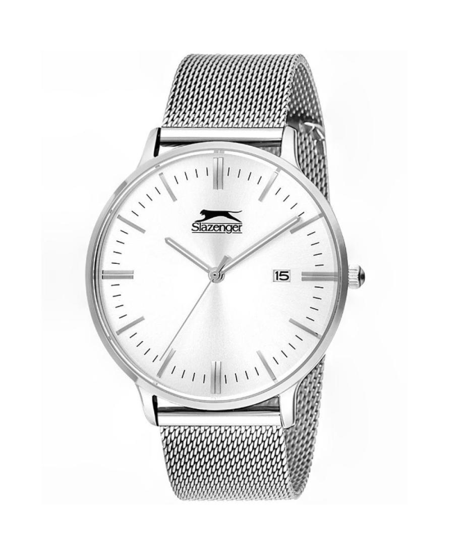 Men Klassisch Quartz Analog Watch SLAZENGER SL.9.6138.2.03 Silver Dial 42mm