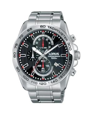 Men Klassisch Japan Quartz Analog Watch Chronograph LORUS RM381CX-9 Schwarz Dial 45mm