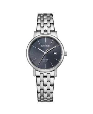 Moteriškas Klasikinis Japoniškas Kvarcinis Rodyklinis Watch CITIZEN EU6090-54H Silver color Dial 28mm