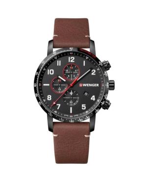 Men Sports Klasické Swiss Quartz Analog Watch Chronograph WENGER 01.1543.107 Černá Dial 44mm