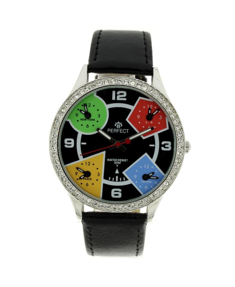 Women Fashion Quartz Analog Watch PERFECT PRF-K05-034 Schwarz Dial 42mm