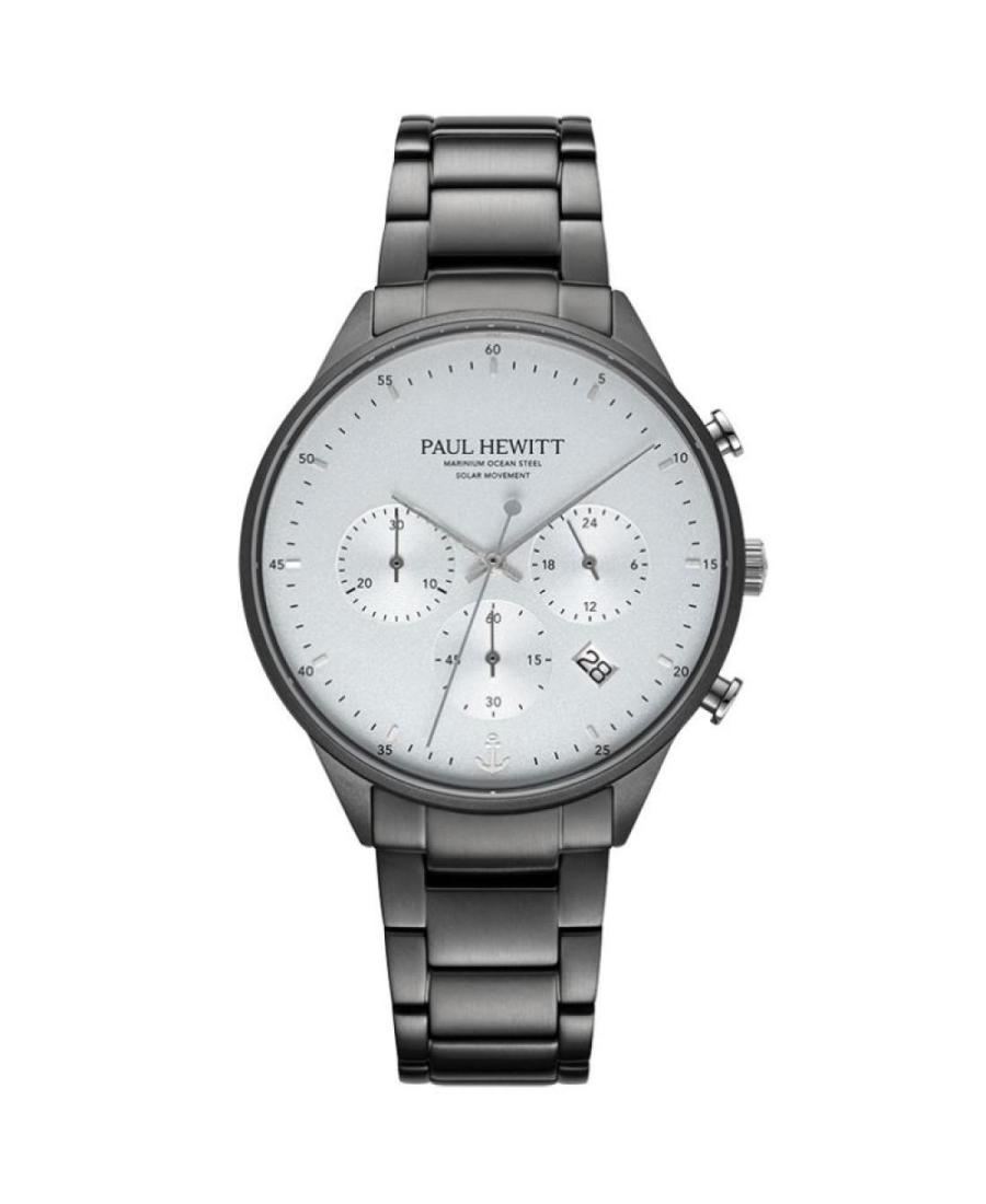 Men Fashion Eco-Drive Analog Watch Chronograph PAUL HEWITT PH-W-0298 White Dial 42mm