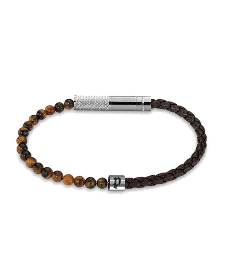 Police Twine Bracelet for Men Stainless Steel with beads and Leather PEAGB0012503 