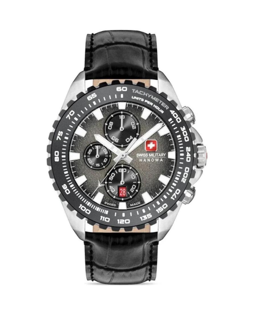 Men Sports Swiss Quartz Analog Watch Chronograph SWISS MILITARY HANOWA SMWGC0001830 Silver color Dial 45mm