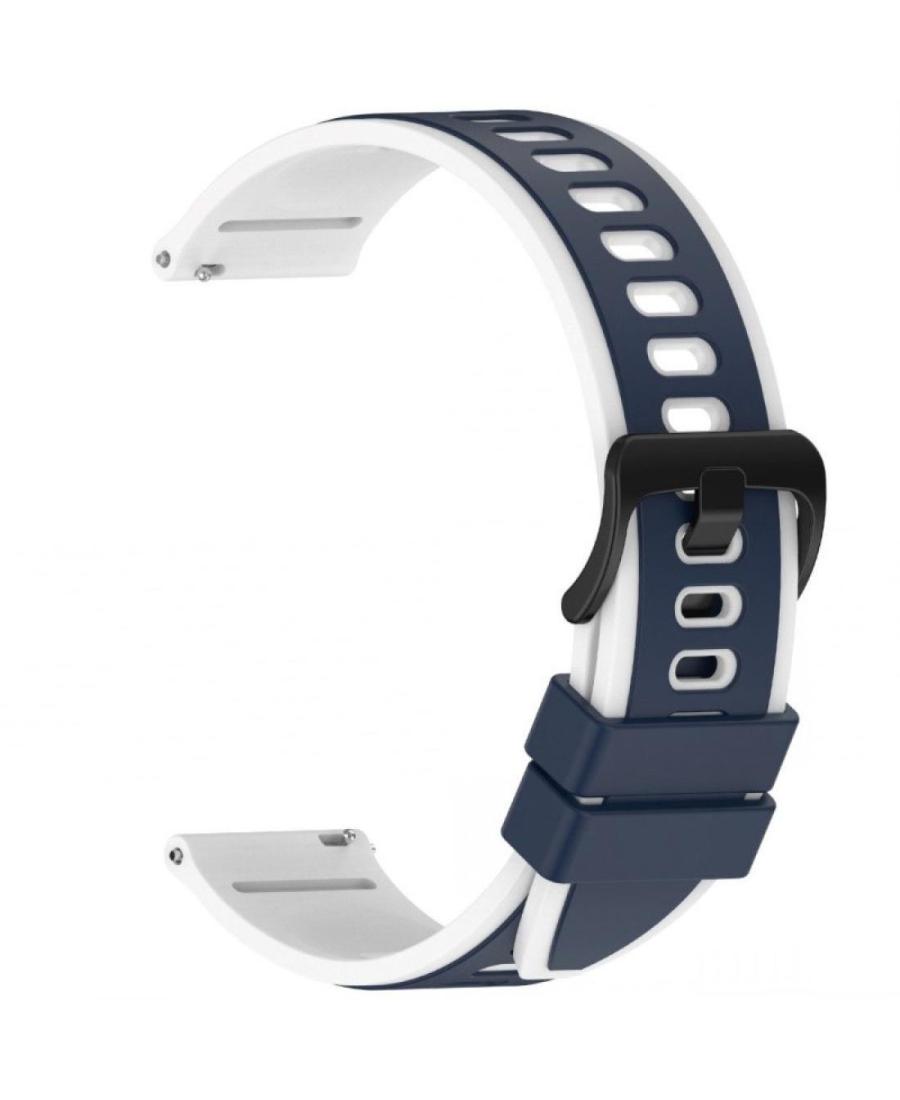 Watch Strap Diloy SBR44.05.22 White Silicone Blau Weiß 22 mm