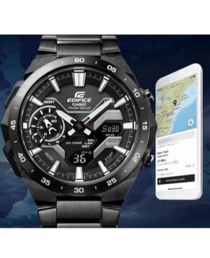 Vyriškas Klasikinis Su funkcijomis Japoniškas Elektroninis, Solar Digital Watch Timer CASIO ECB-2200DC-1AEF Juodas Dial 48mm image 5