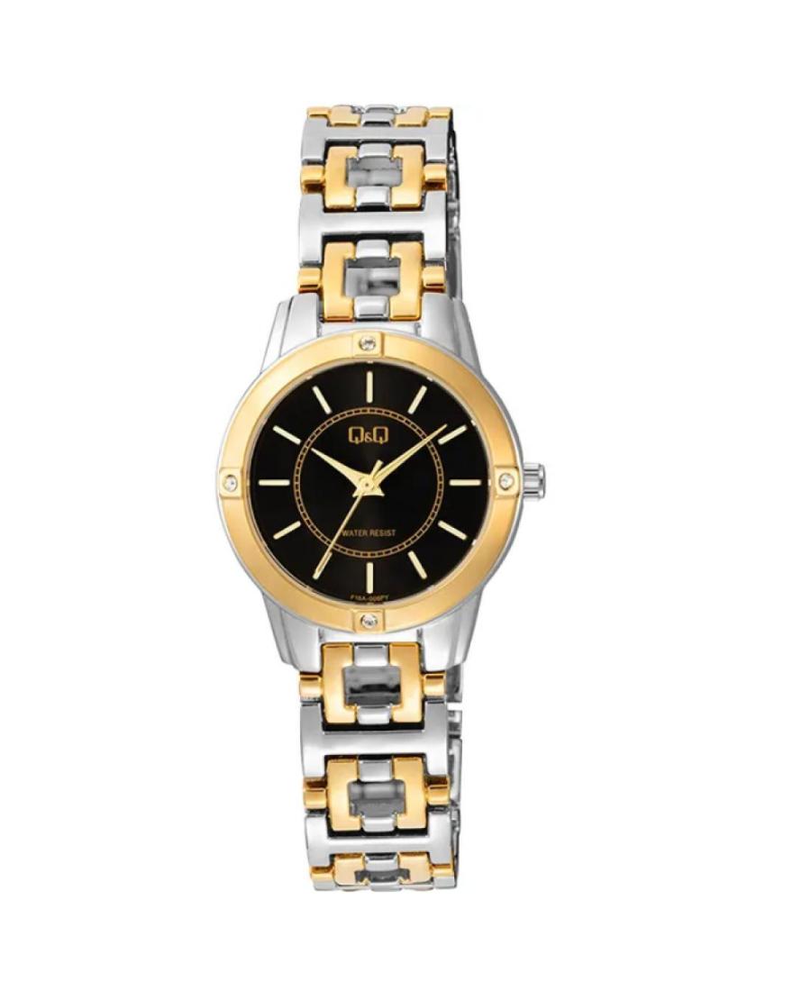 Women Klassisch Japan Quartz Analog Watch Q&Q F18A-006PY Schwarz Dial 28mm