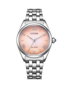 Women Classic Japan Eco-Drive Analog Watch CITIZEN EM1140-80X Pink Dial 33mm