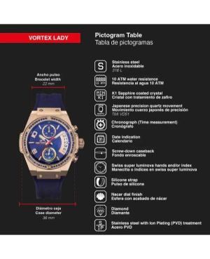Women Sports Klasické Swiss Quartz Analog Watch Chronograph TIME FORCE TF5039LRS-N03 Mother of Pearl Dial 36mm image 2